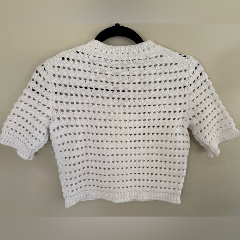 JCREW *NWT* Open Weave Short Sleeve Cardigan White XXS - Picture 6 of 7